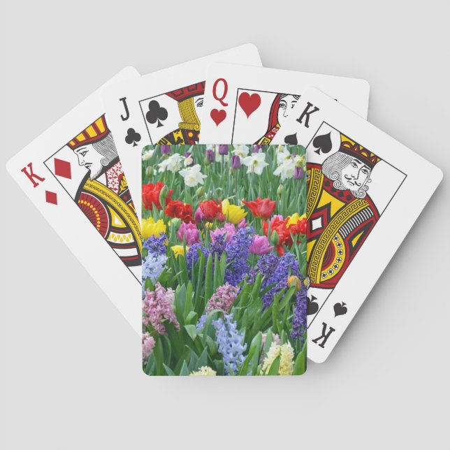 Colourful spring flower garden playing cards (Back)