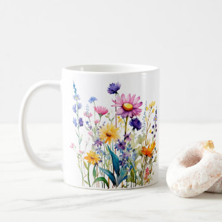 Colourful Spring Flower Watercolor Pattern Coffee Mug