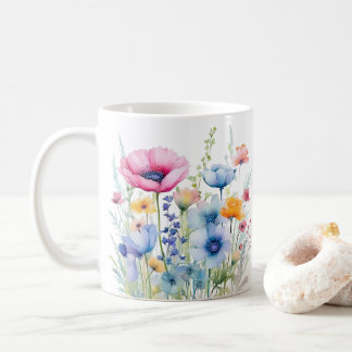 Colourful Spring Flower Watercolor Pattern Coffee Mug