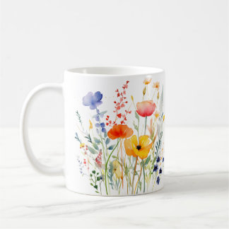Colourful Spring Flower Watercolor Pattern Coffee Mug