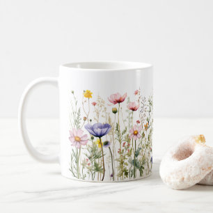 Colourful Spring Flower Watercolor Pattern Coffee Mug