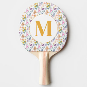 Colourful Spring Flower Watercolor Pattern Monogra Ping Pong Paddle