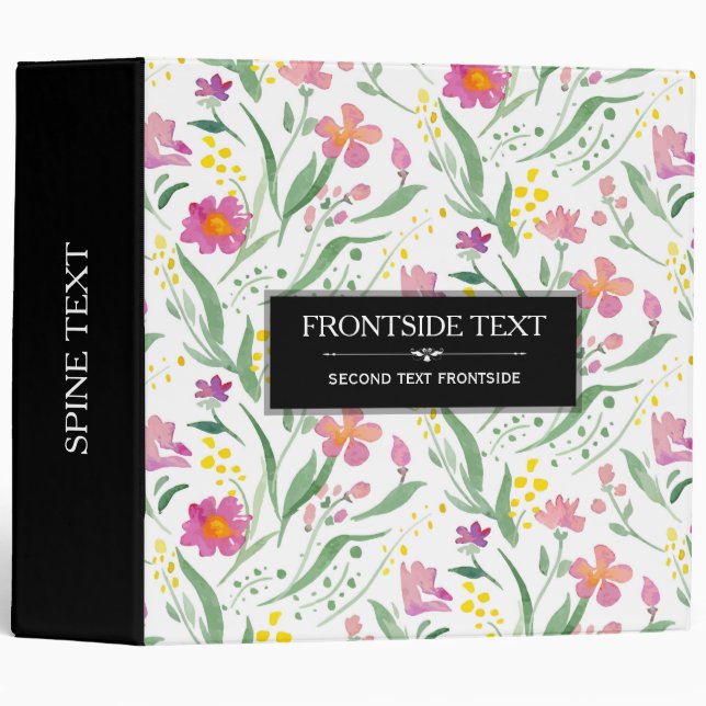 Colourful spring flower watercolors Illustration Binder (Front/Spine)