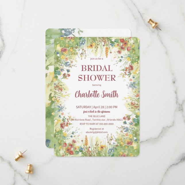 Colourful Spring Flower Wildflower Botanical Flowe Save The Date (Front/Back In Situ)