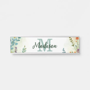 Colourful Spring Flower Wildflower Bouquet Monogra Door Sign