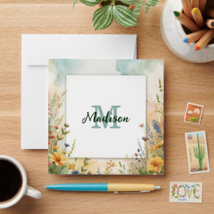 Colourful Spring Flower Wildflower Monogram Frame Envelope