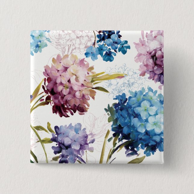 Colourful Spring Flowers 2 Inch Square Button (Front)