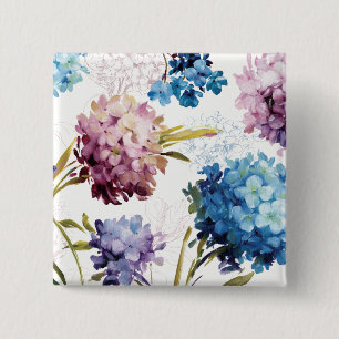 Colourful Spring Flowers 2 Inch Square Button