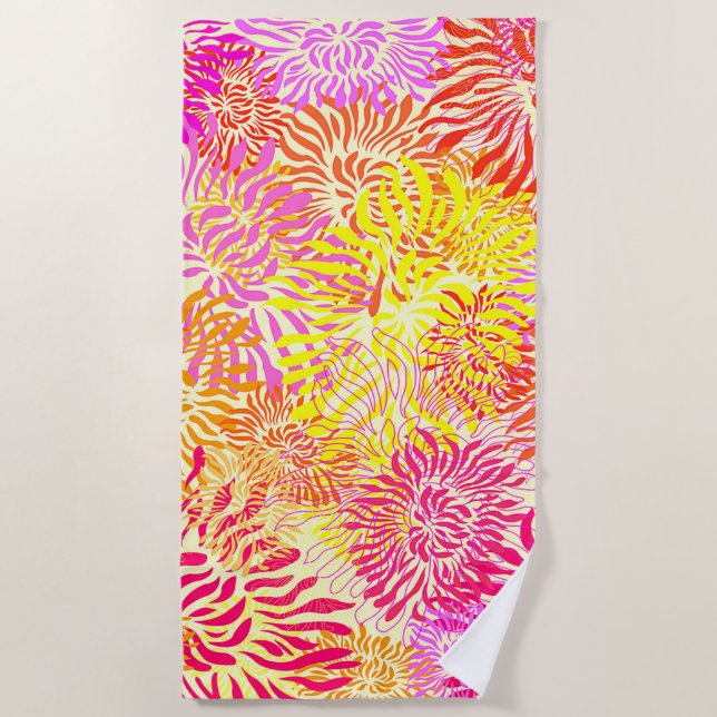 Colourful Spring Flowers Beach Towel (Front)