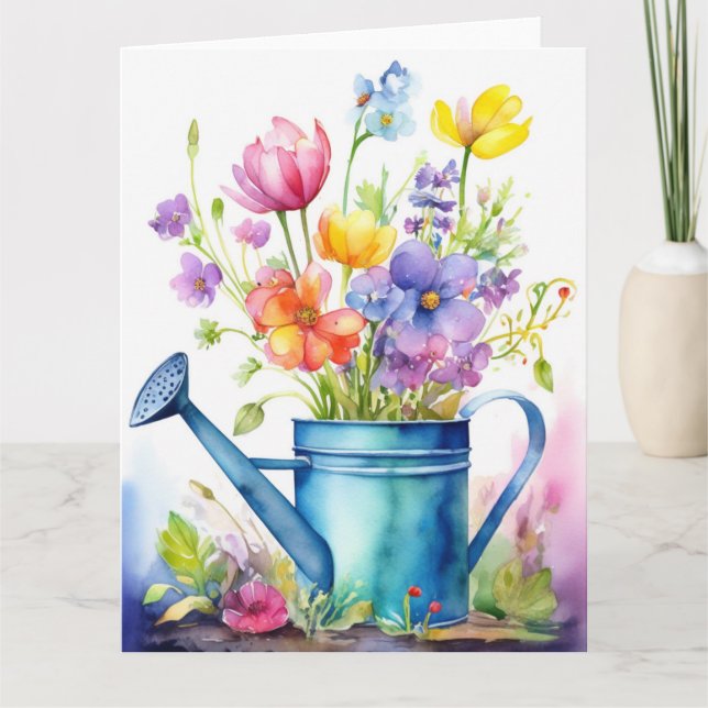 Colourful Spring Flowers  Card (Front)