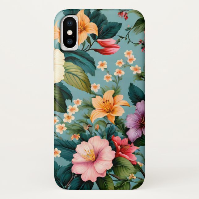 Colourful Spring Flowers Cute Fun Floral Pattern Case-Mate iPhone Case (Back)