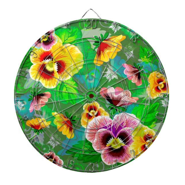 Colourful Spring Flowers Design Dartboard (Front)