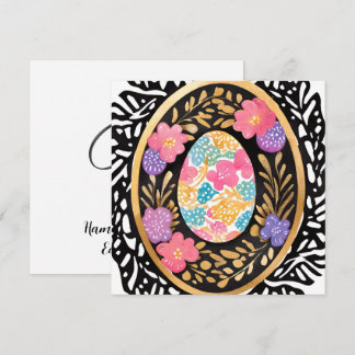 Colourful Spring Flowers Easter Egg Watercolor Holiday Card