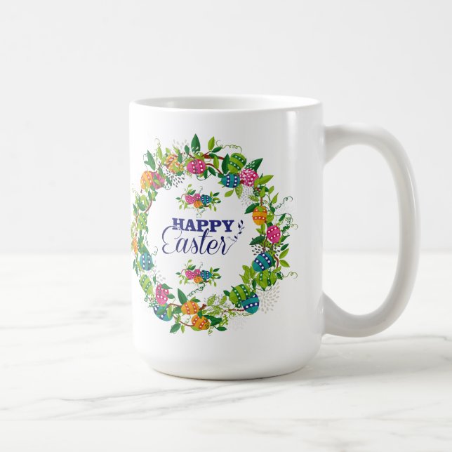 Colourful Spring Flowers & Eggs Easter Design Coffee Mug (Right)