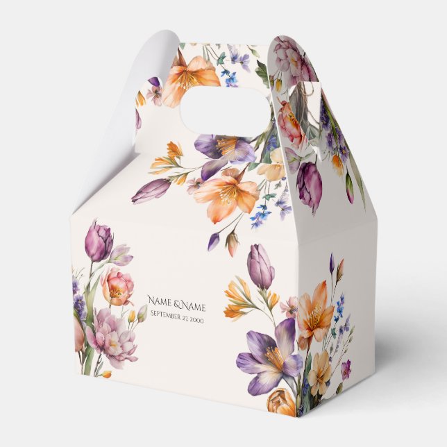 Colourful Spring Flowers Favour Box (Front Side)