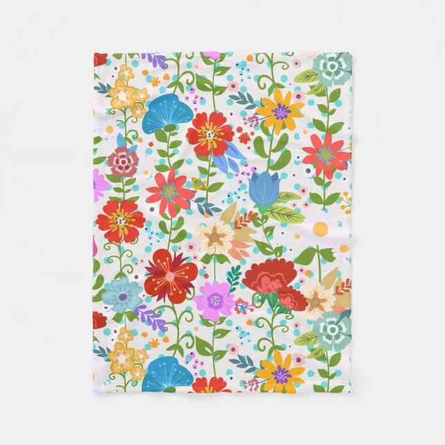 Colourful Spring Flowers Fleece Blanket (Front)
