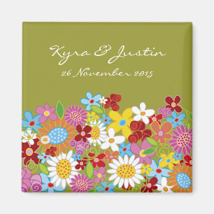 Colourful Spring Flowers Garden Chic Save The Date Magnet