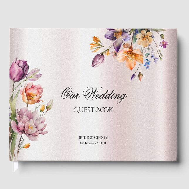 Colourful Spring Flowers Guest Book (Front)