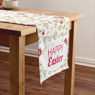 Colourful Spring Flowers Happy Easter  Short Table Runner