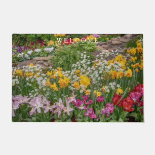 Colourful Spring Flowers in full bloom Doormat