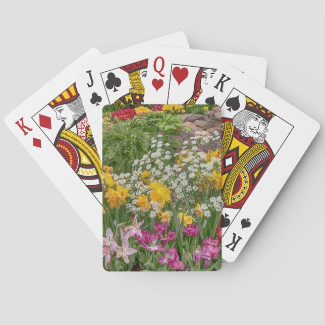 Colourful Spring Flowers in full bloom Playing Cards (Back)