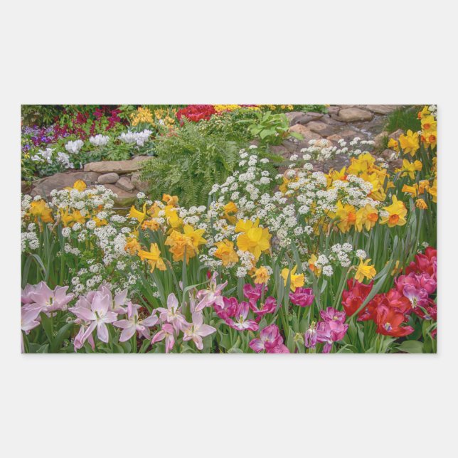 Colourful Spring Flowers in full bloom Sticker (Front)