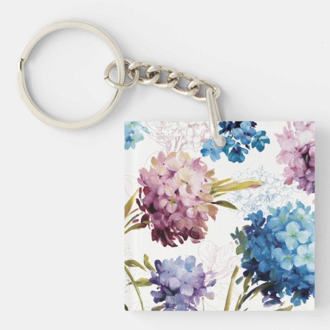 Colourful Spring Flowers Keychain (Front)