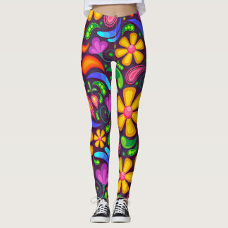 colourful spring flowers leggings