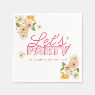 Colourful Spring Flowers Lettering 60th Birthday Napkin