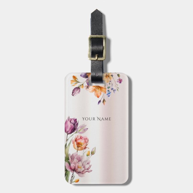 Colourful Spring Flowers Luggage Tag (Front Vertical)
