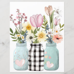 colourful spring flowers mason jar scrapbook paper