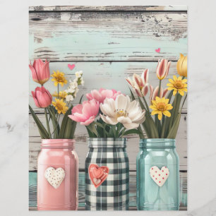 colourful spring flowers mason jar scrapbook paper