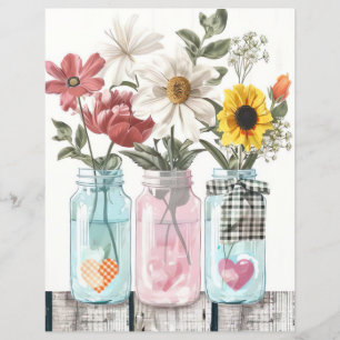 colourful spring flowers mason jar scrapbook paper