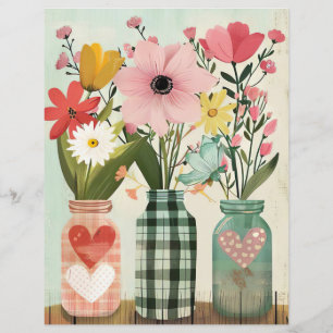 colourful spring flowers mason jar scrapbook paper