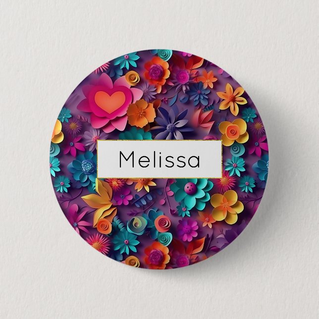 Colourful Spring Flowers Pattern 2 Inch Round Button (Front)