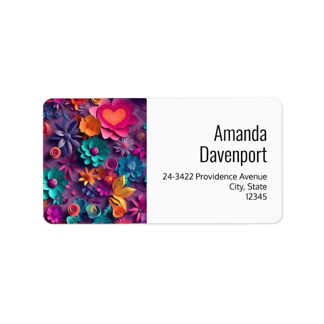 Colourful Spring Flowers Pattern Address Label (Front)