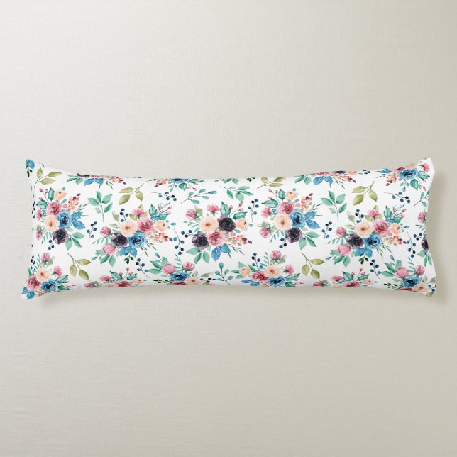 Colourful spring flowers pattern body pillow (Front)