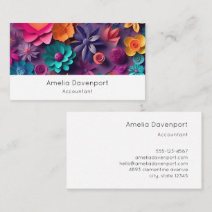 Colourful Spring Flowers Pattern Business Card