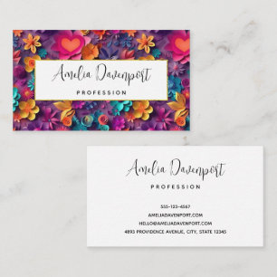 Colourful Spring Flowers Pattern Business Card