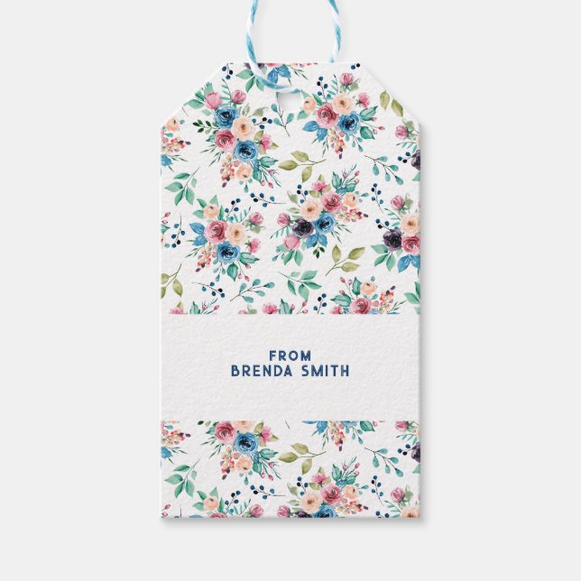Colourful spring flowers pattern gift tags (Front)