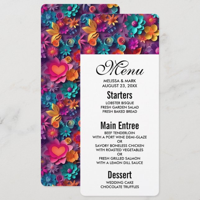 Colourful Spring Flowers Pattern Invitation (Front/Back)
