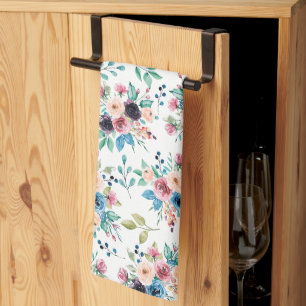 Colourful spring flowers pattern kitchen towel