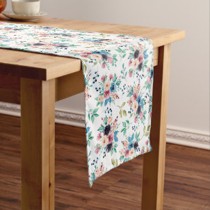 Colourful spring flowers pattern long table runner