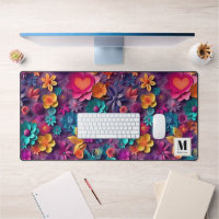 Colourful Spring Flowers Pattern Monogram