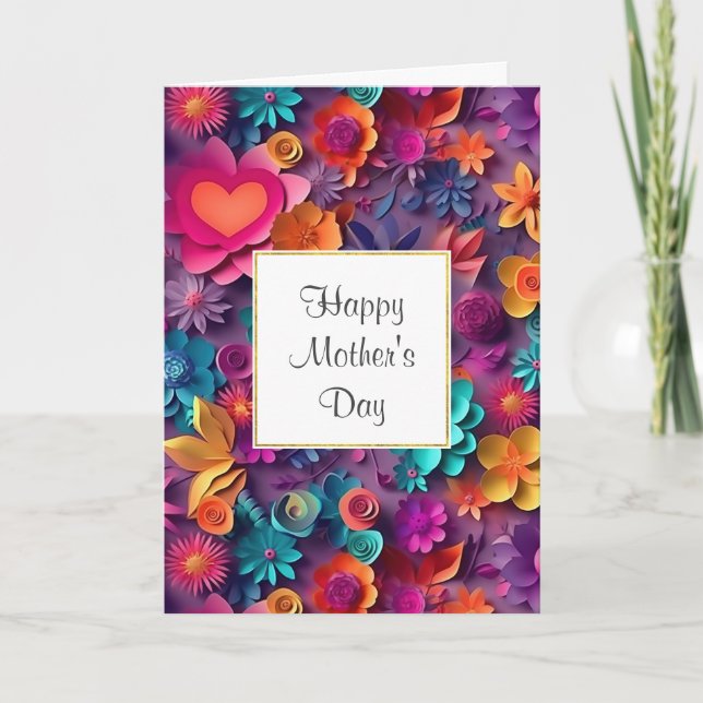 Colourful Spring Flowers Pattern Mother's Day Card (Front)