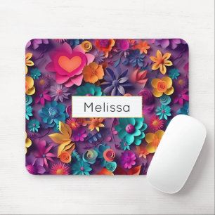 Colourful Spring Flowers Pattern Mouse Pad