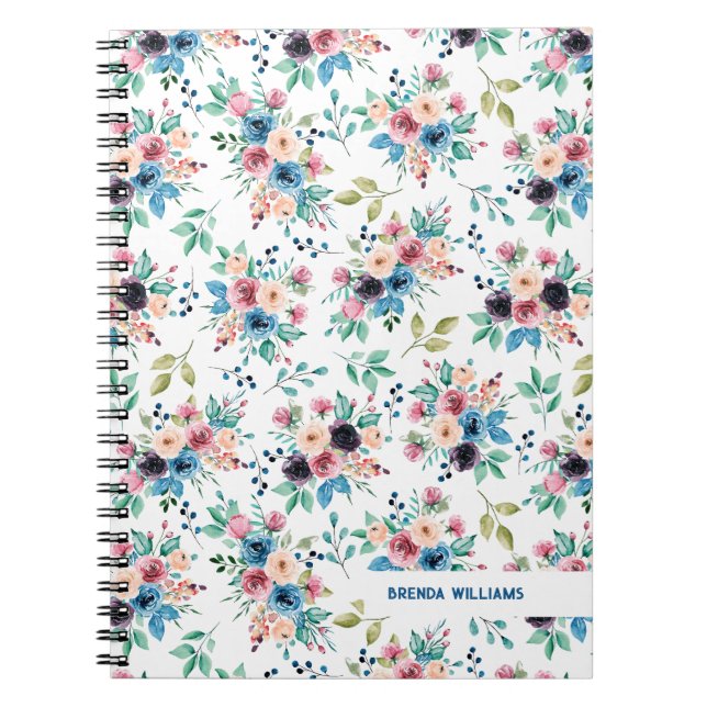 Colourful spring flowers pattern notebook (Front)