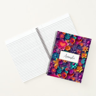 Colourful Spring Flowers Pattern Notebook
