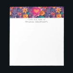 Colourful Spring Flowers Pattern Notepad<br><div class="desc">A notepad with a cool digital 3d style pattern. Bright and colourful flowers with a cool style which looks like paper cutouts. Fun and fanciful design.</div>