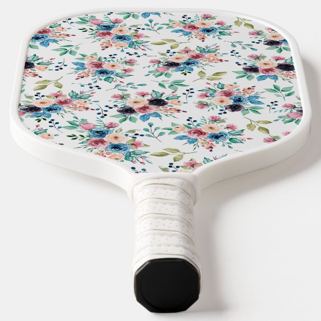 Colourful spring flowers pattern pickleball paddle (Laydown)